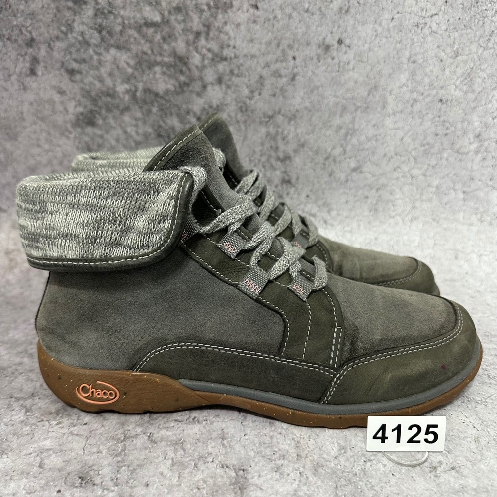 Chaco Barbary Ankle Boots Women 10 Gray Castlerock Waterproof Foldable Knit Wool